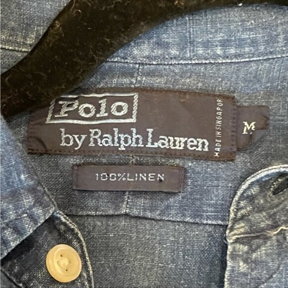 Polo Ralph Lauren oversized 100% linen navy long sleeve shirt M - Picture 7 of 11